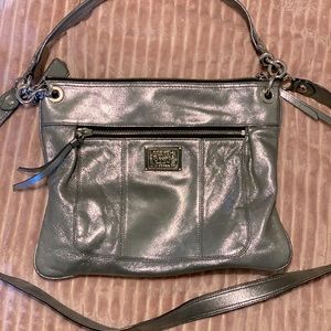 Coach Poppy Silver Metallic Crossbody